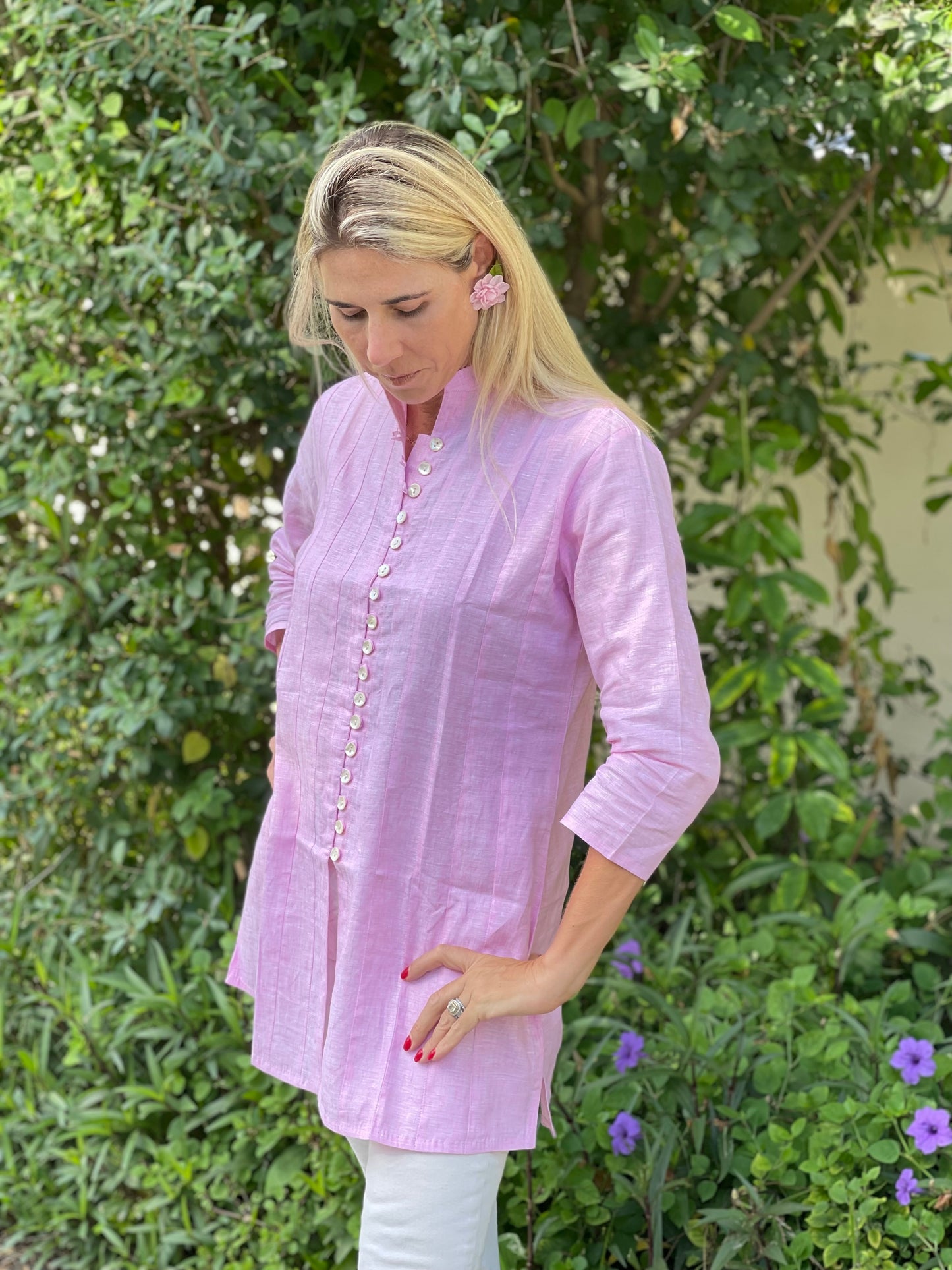 Linen Light Pink Palm Beach Tunic - The Kemble Shop