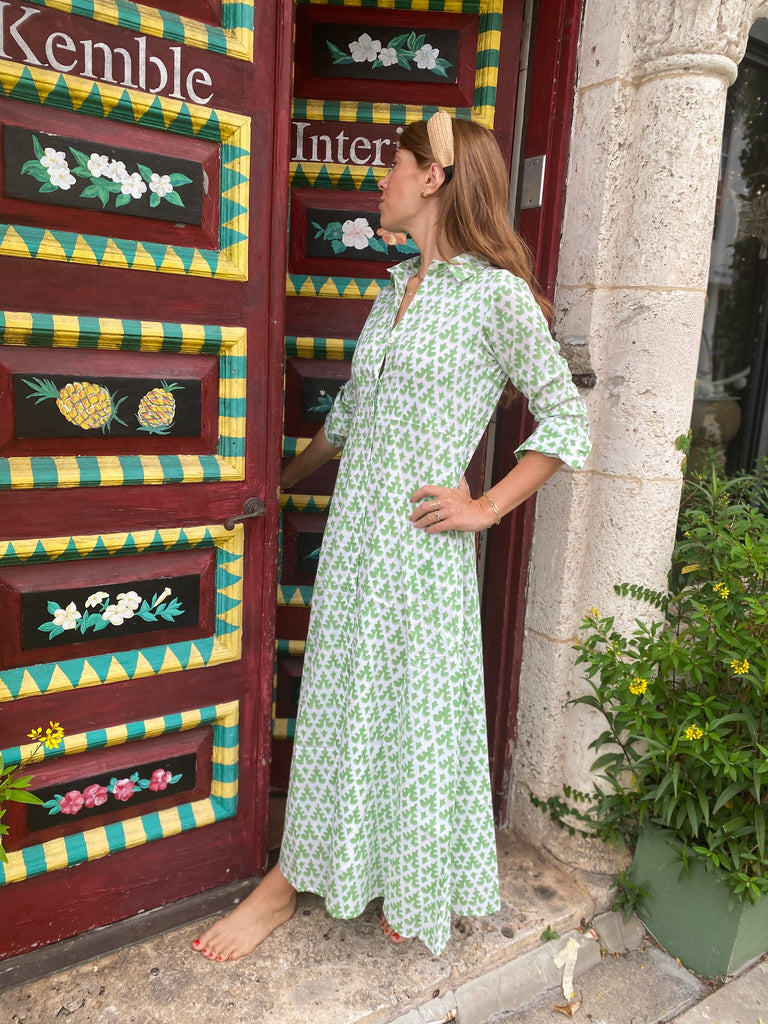 Mimi Long Sleeve Long Celadon Shirt Dress - The Kemble Shop