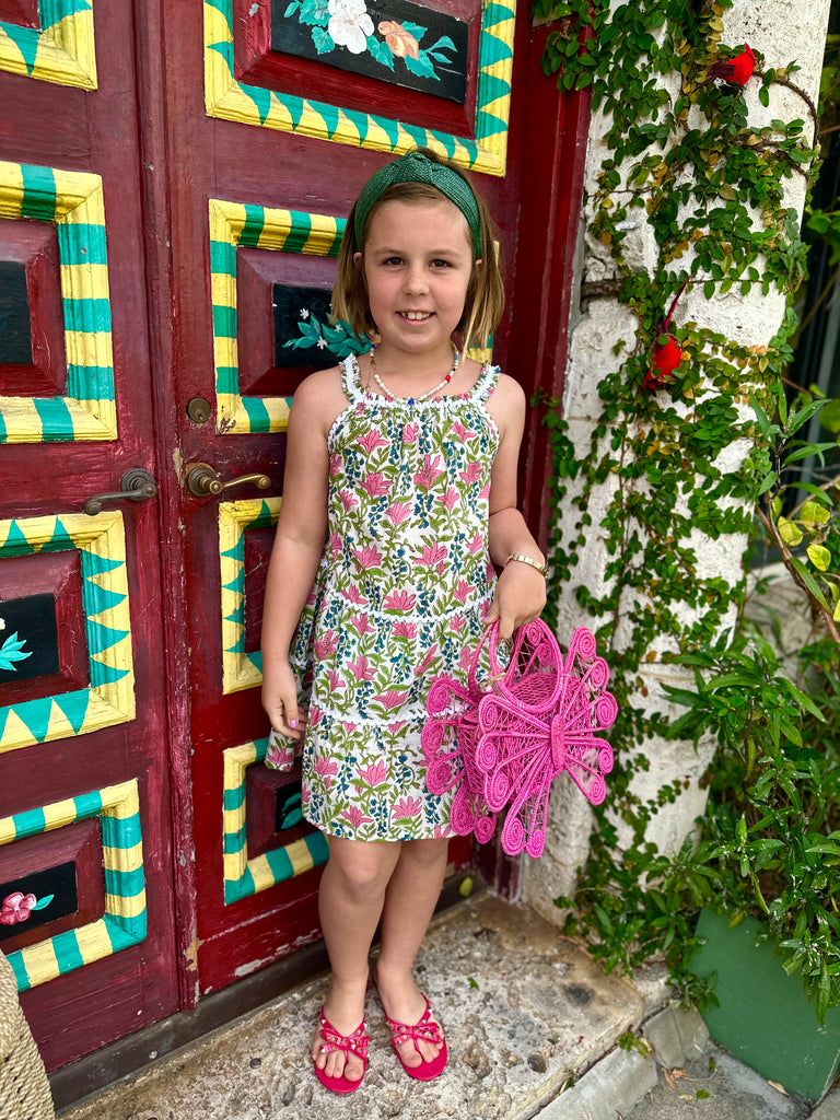 Daisy Pink and Blue Forget-Me-Not Girls Ric Rac Sundress - The Kemble Shop