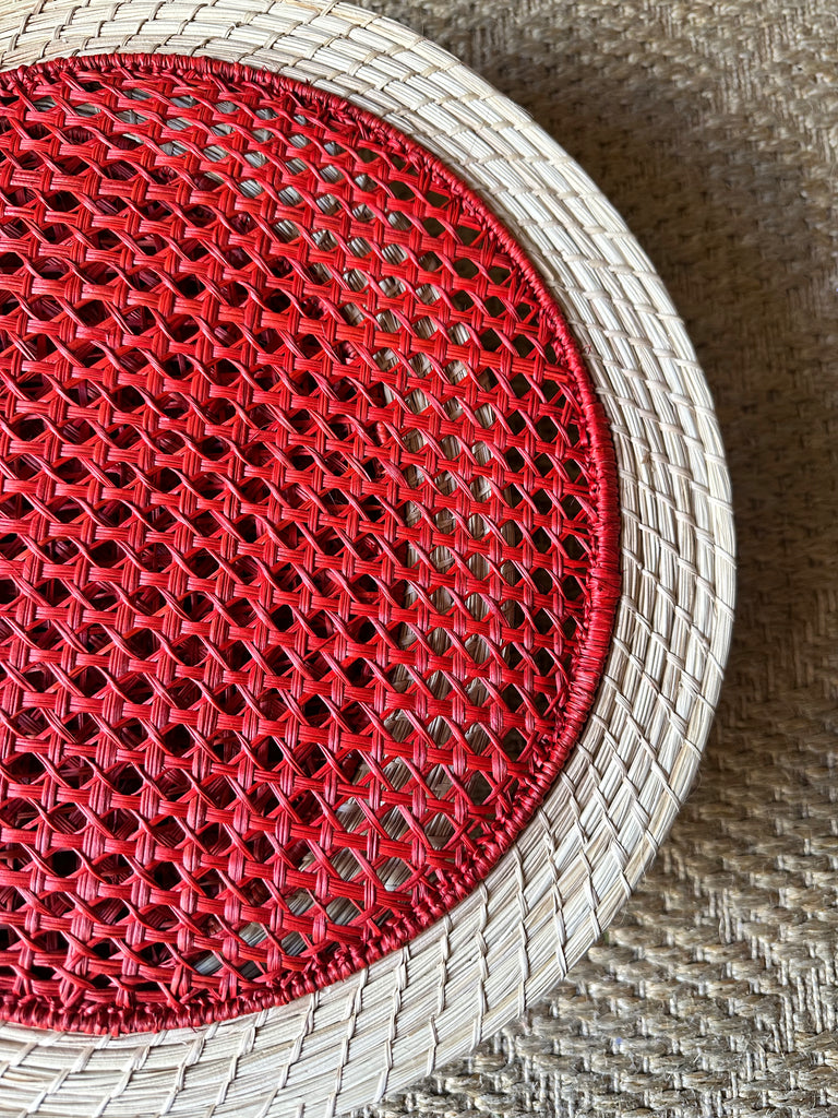 Red Rattan and Cane Placemat - The Kemble Shop