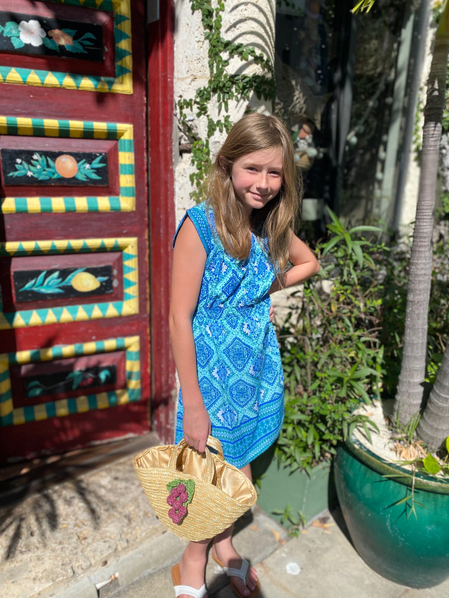Anna Girls Turquoise Dress- Walker & Wade - The Kemble Shop