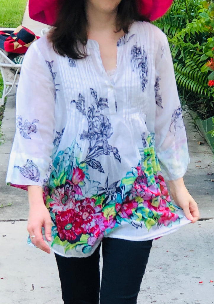 Pink Floral Pullover Tunic - The Kemble Shop