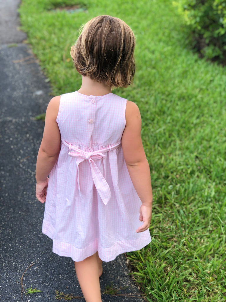 Girls Pink Smocked Floral Dress - The Kemble Shop
