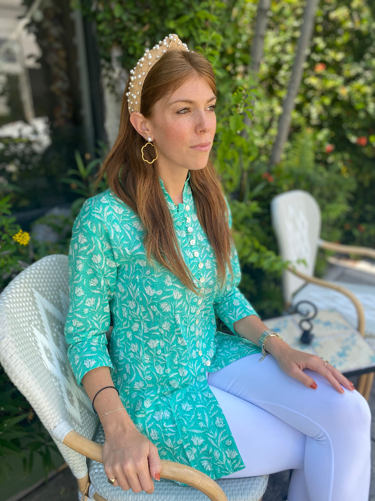 Bright Turquoise Floral Palm Beach Tunic - The Kemble Shop