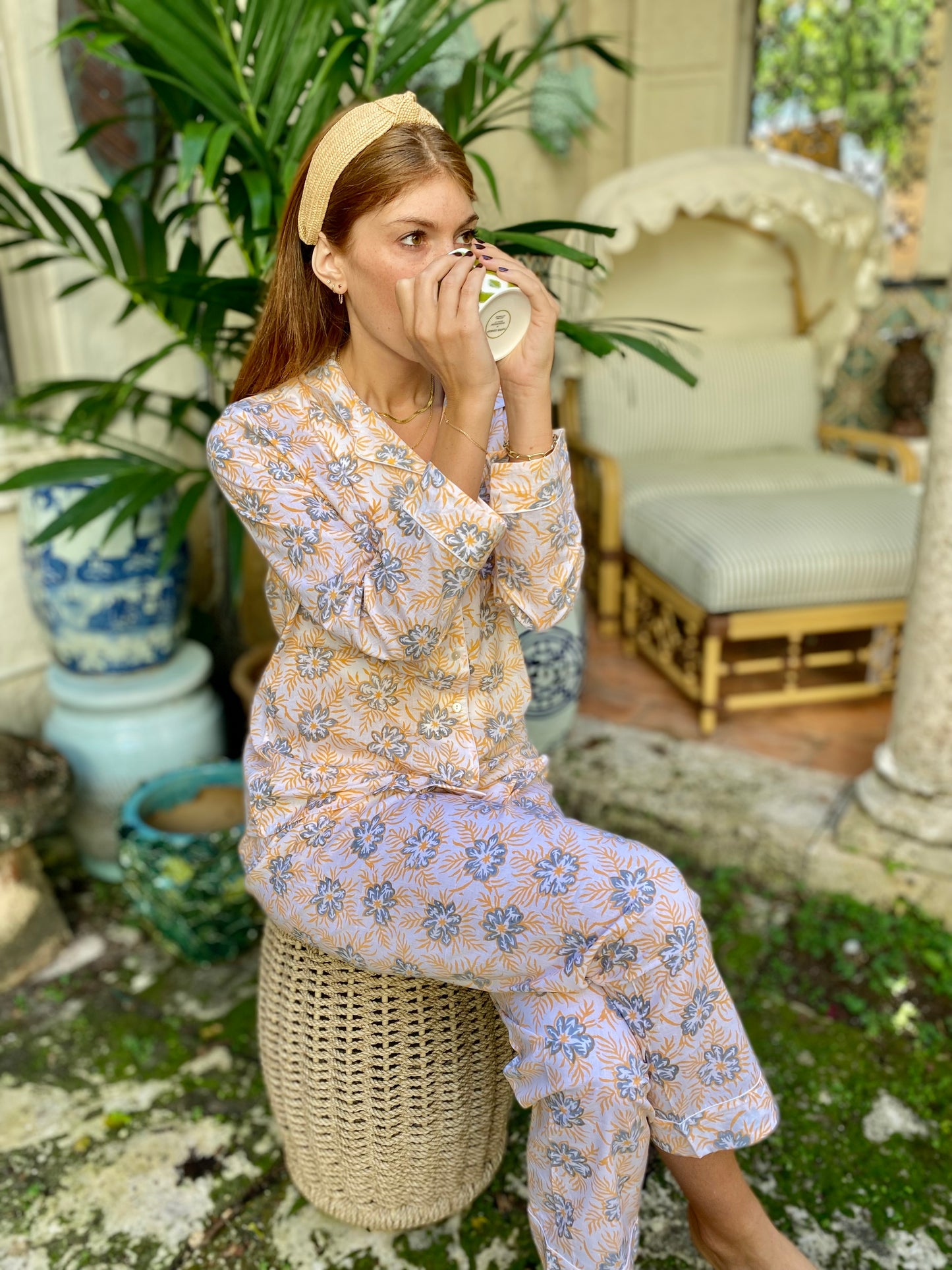 Orange Floral Palm Beach Pajamas - The Kemble Shop
