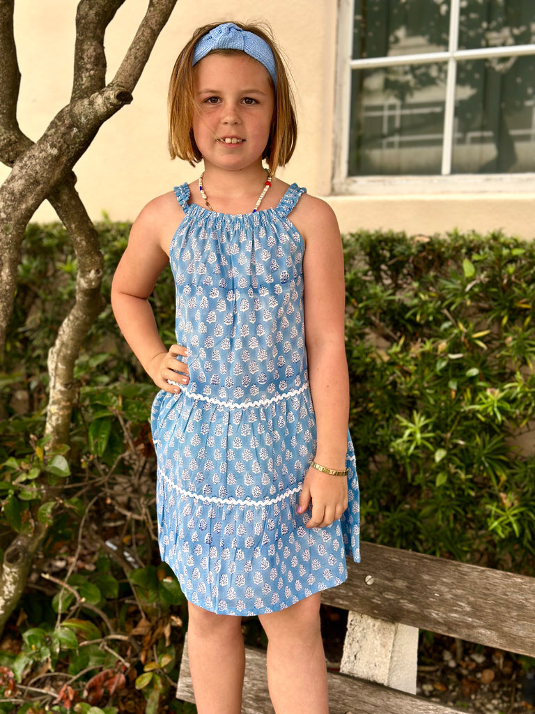 Daisy Deep Periwinkle Girls Ric Rac Sundress - The Kemble Shop