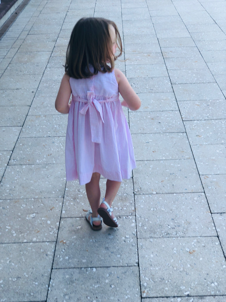 Girls Pink Smocked Floral Dress - The Kemble Shop