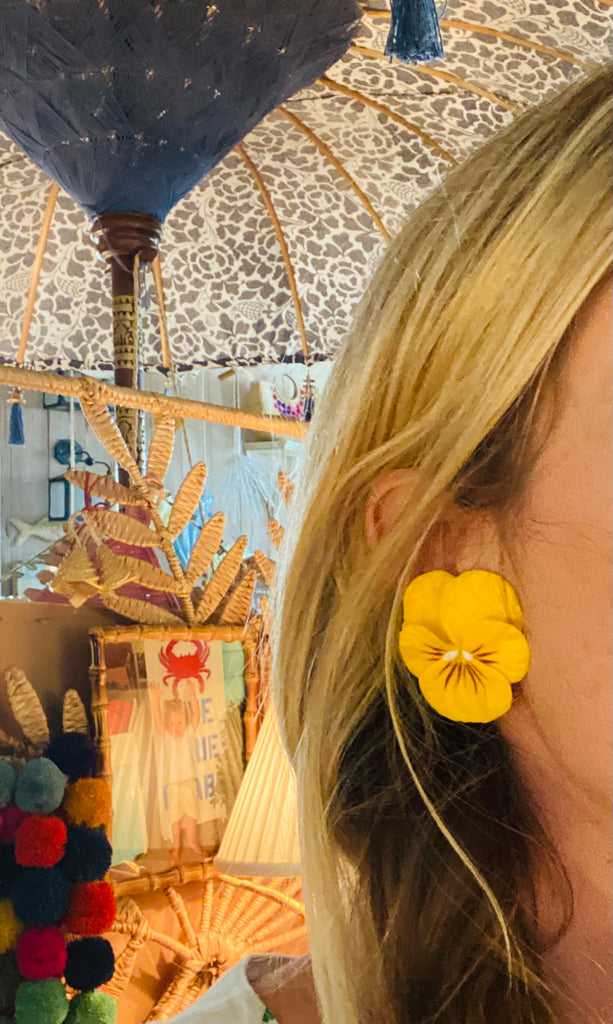Large Yellow Sun Pansy Earring - The Kemble Shop