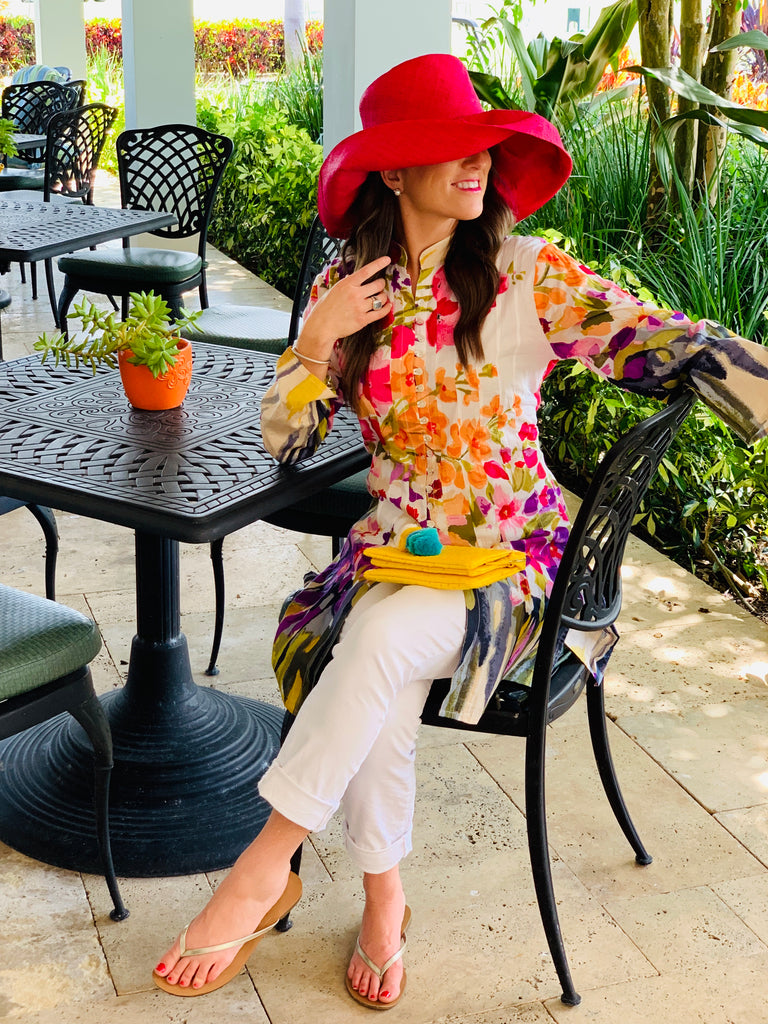 Watercolor Flowers Palm Beach Tunic - The Kemble Shop