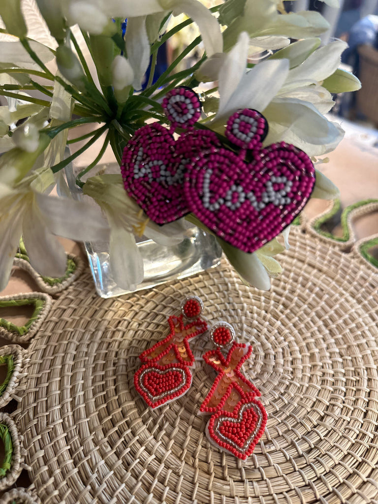 Festive XOX Heart Earrings - The Kemble Shop