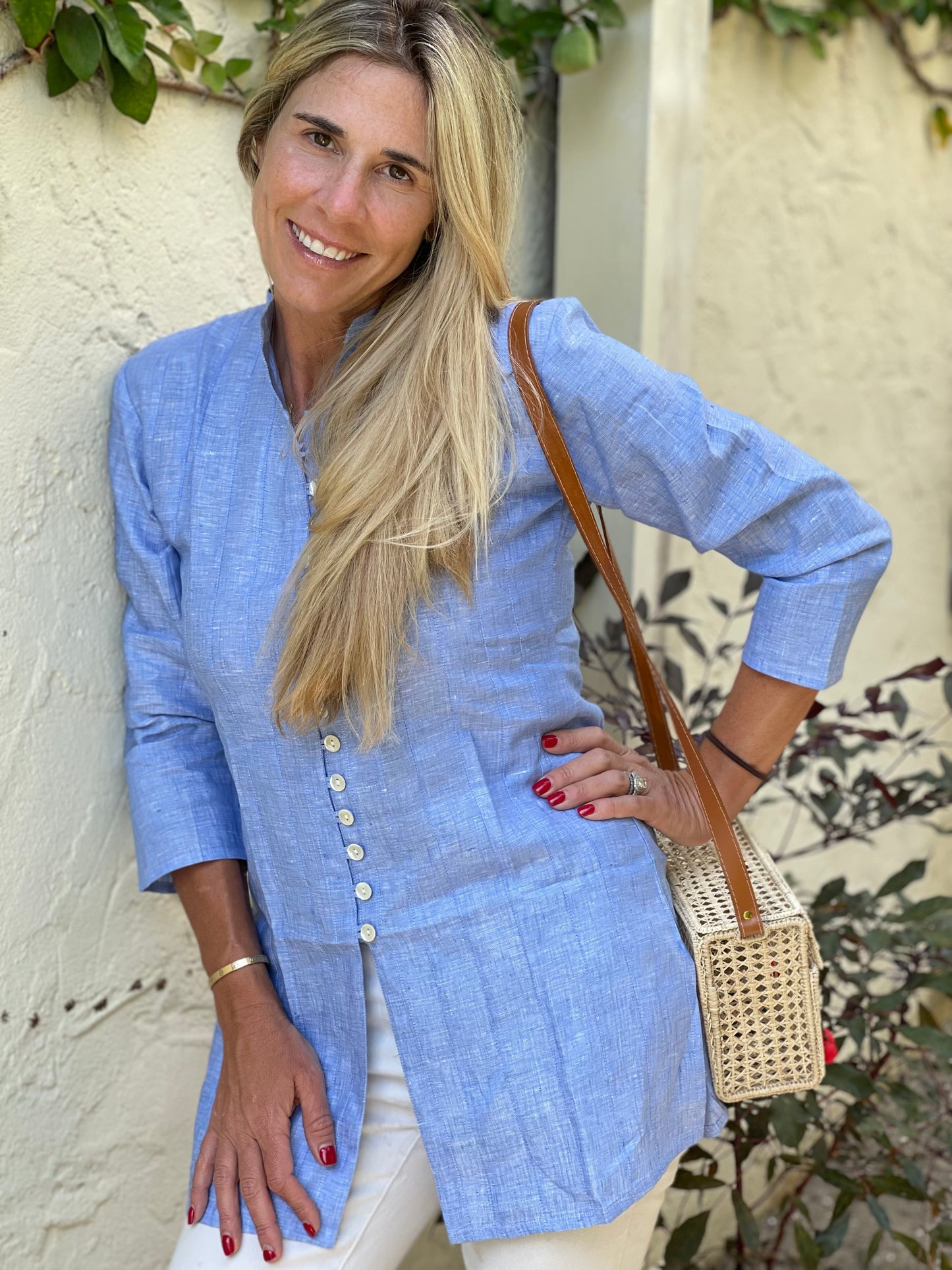 Linen Blue Palm Beach Tunic - The Kemble Shop