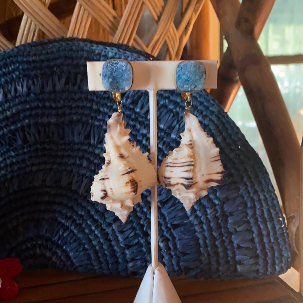 Blue Druzy & Shell - by Meg Carter - The Kemble Shop
