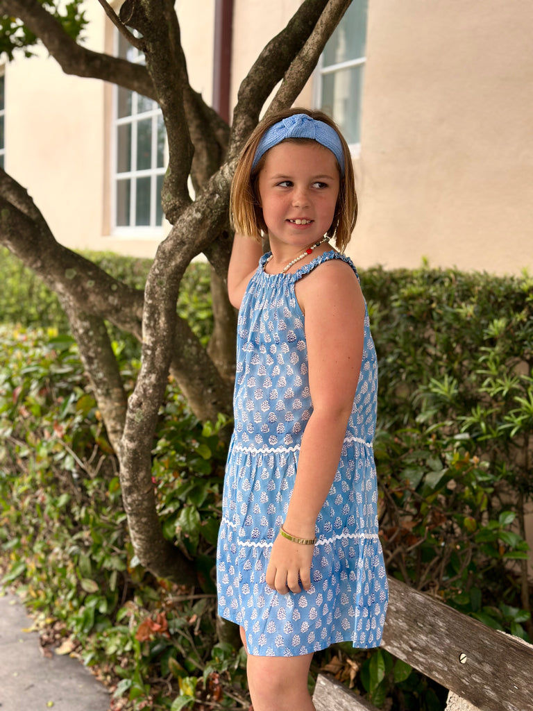 Daisy Deep Periwinkle Girls Ric Rac Sundress - The Kemble Shop