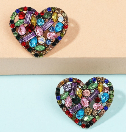 Festive Jeweled Heart Earrings - The Kemble Shop