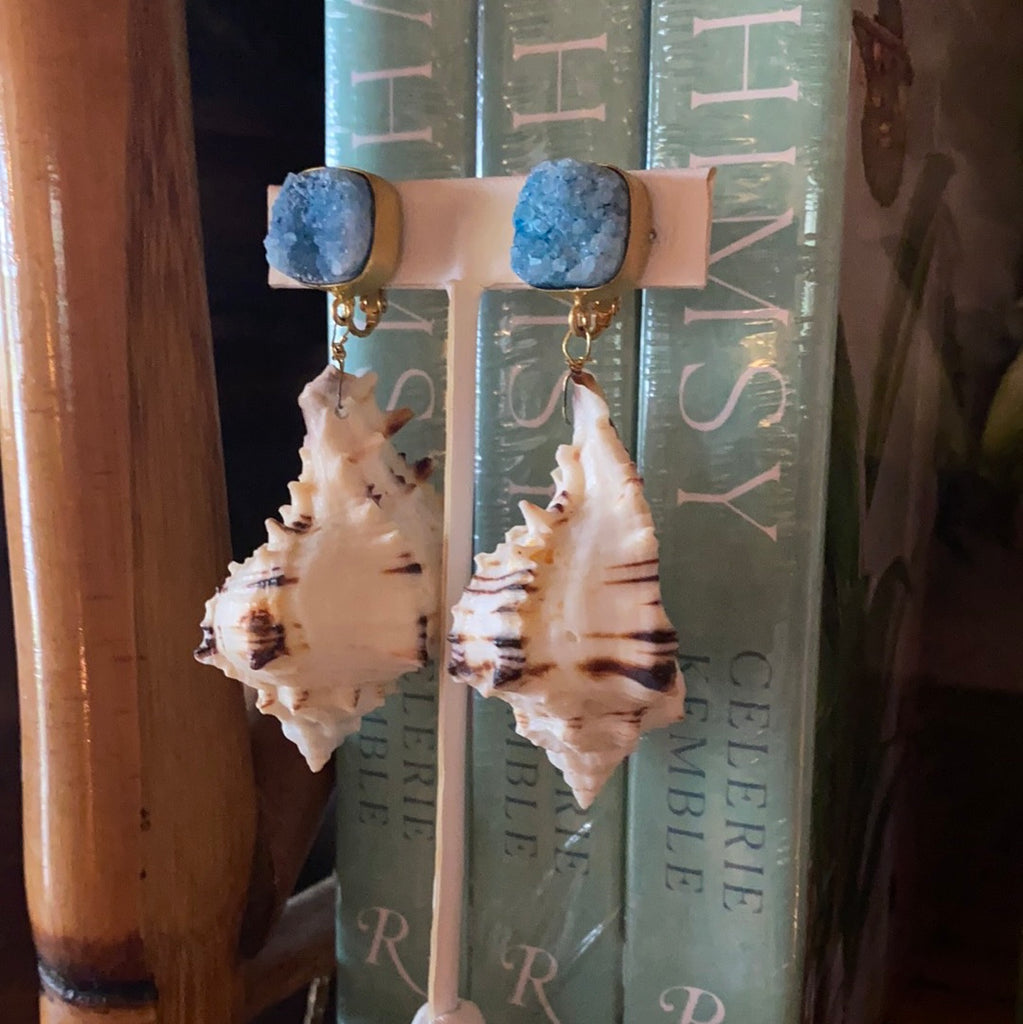 Blue Druzy & Shell - by Meg Carter - The Kemble Shop