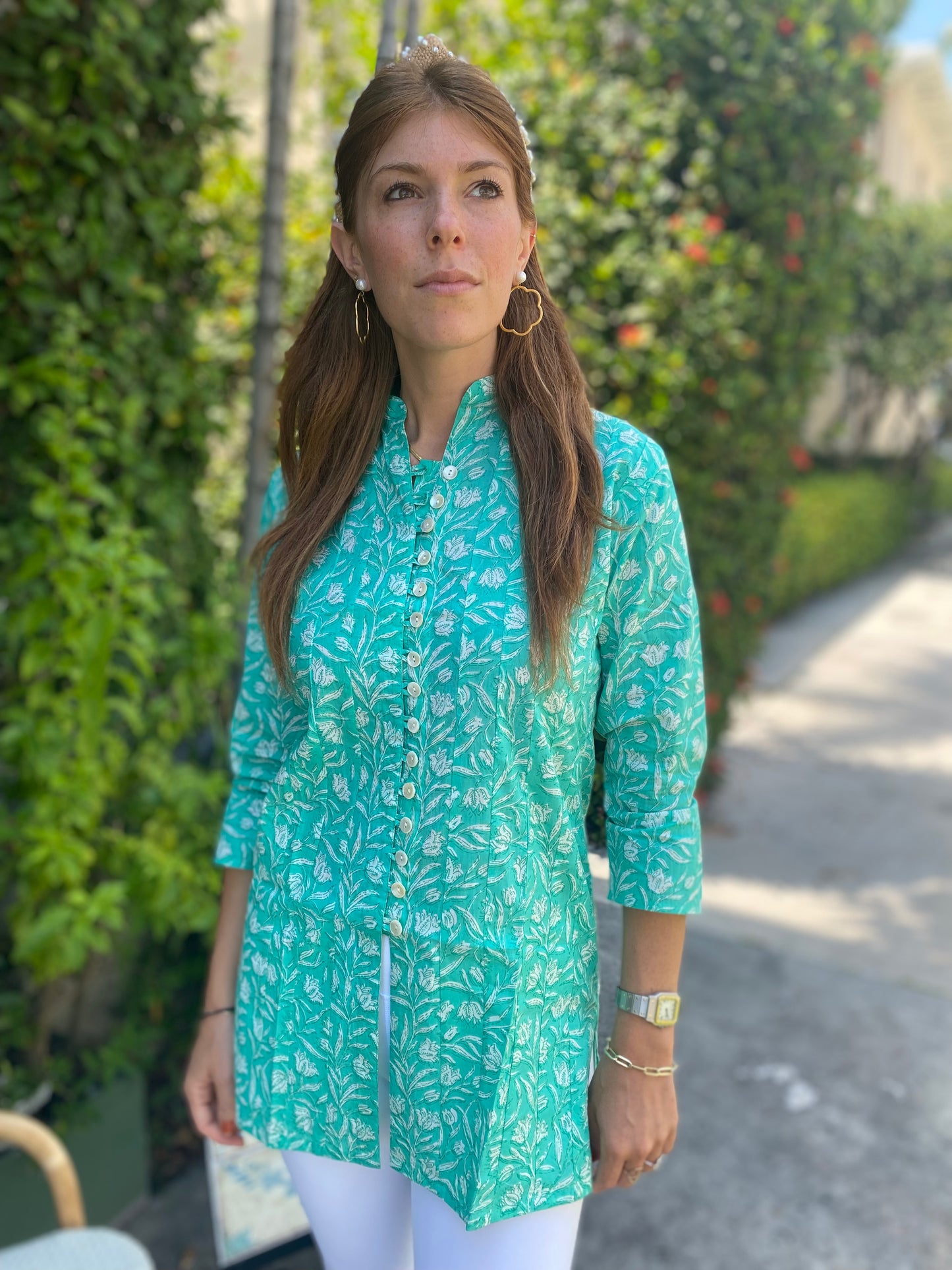 Bright Turquoise Floral Palm Beach Tunic - The Kemble Shop