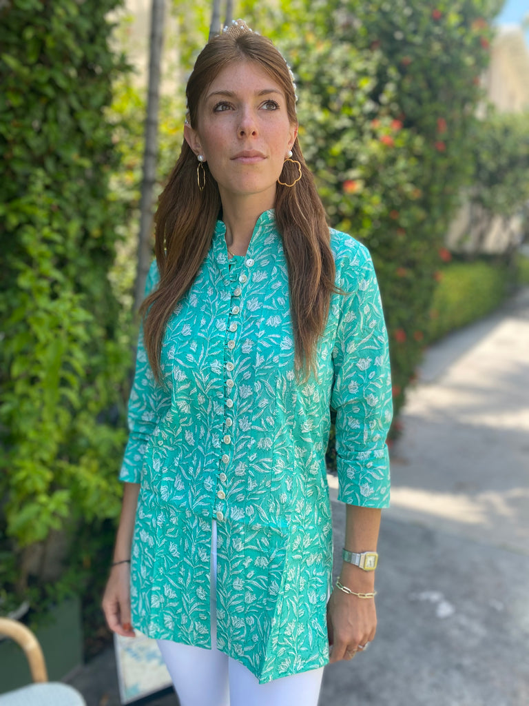 Bright Turquoise Floral Palm Beach Tunic - The Kemble Shop