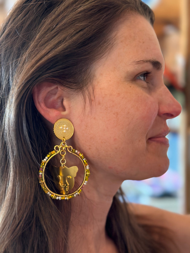 Jaguar Bead Hoop Earrings - Mercedes Salazar - The Kemble Shop