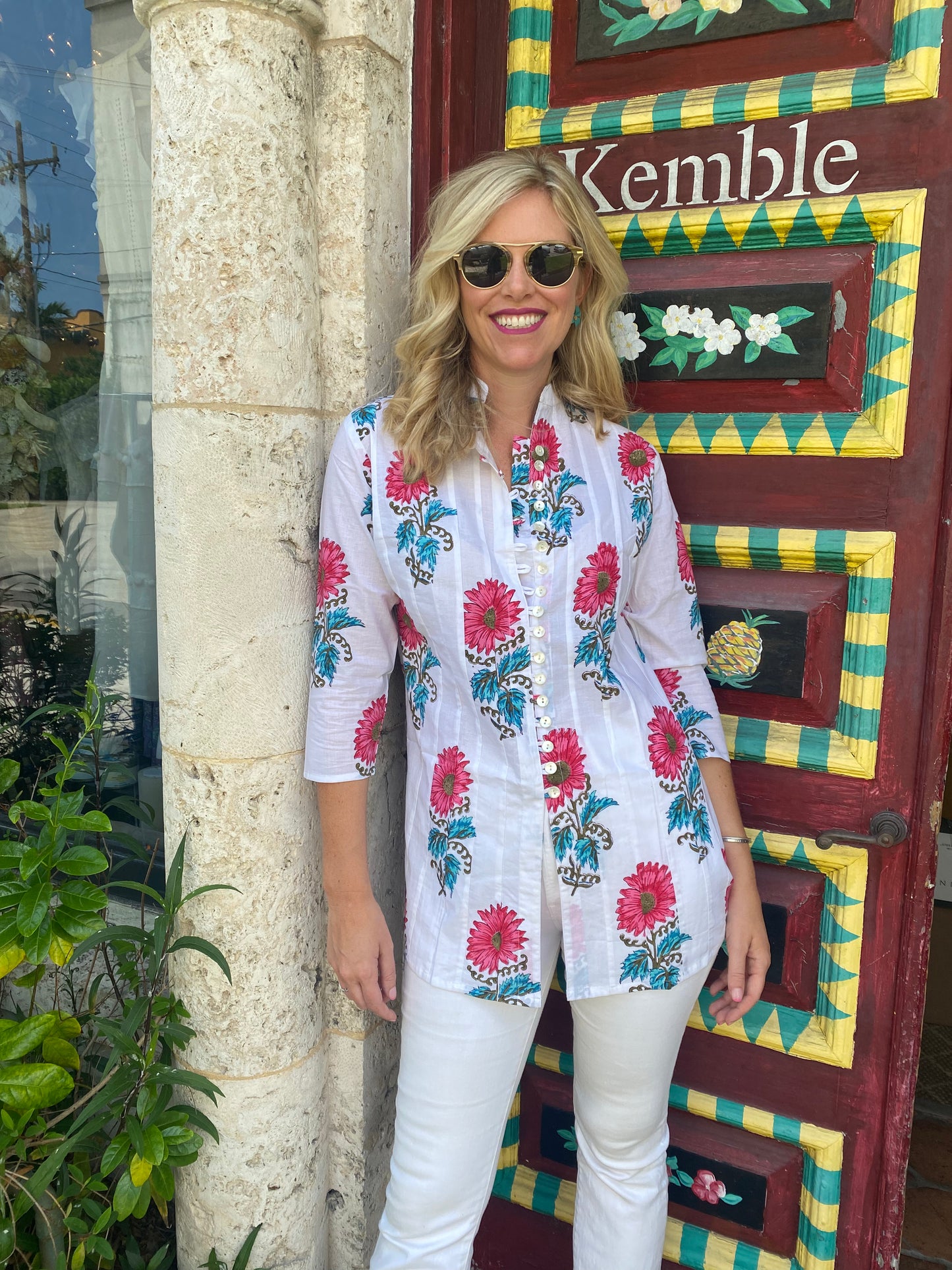 Pink Daisy Palm Beach Tunic - The Kemble Shop