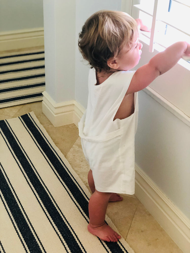 Boys White Linen Romper - The Kemble Shop