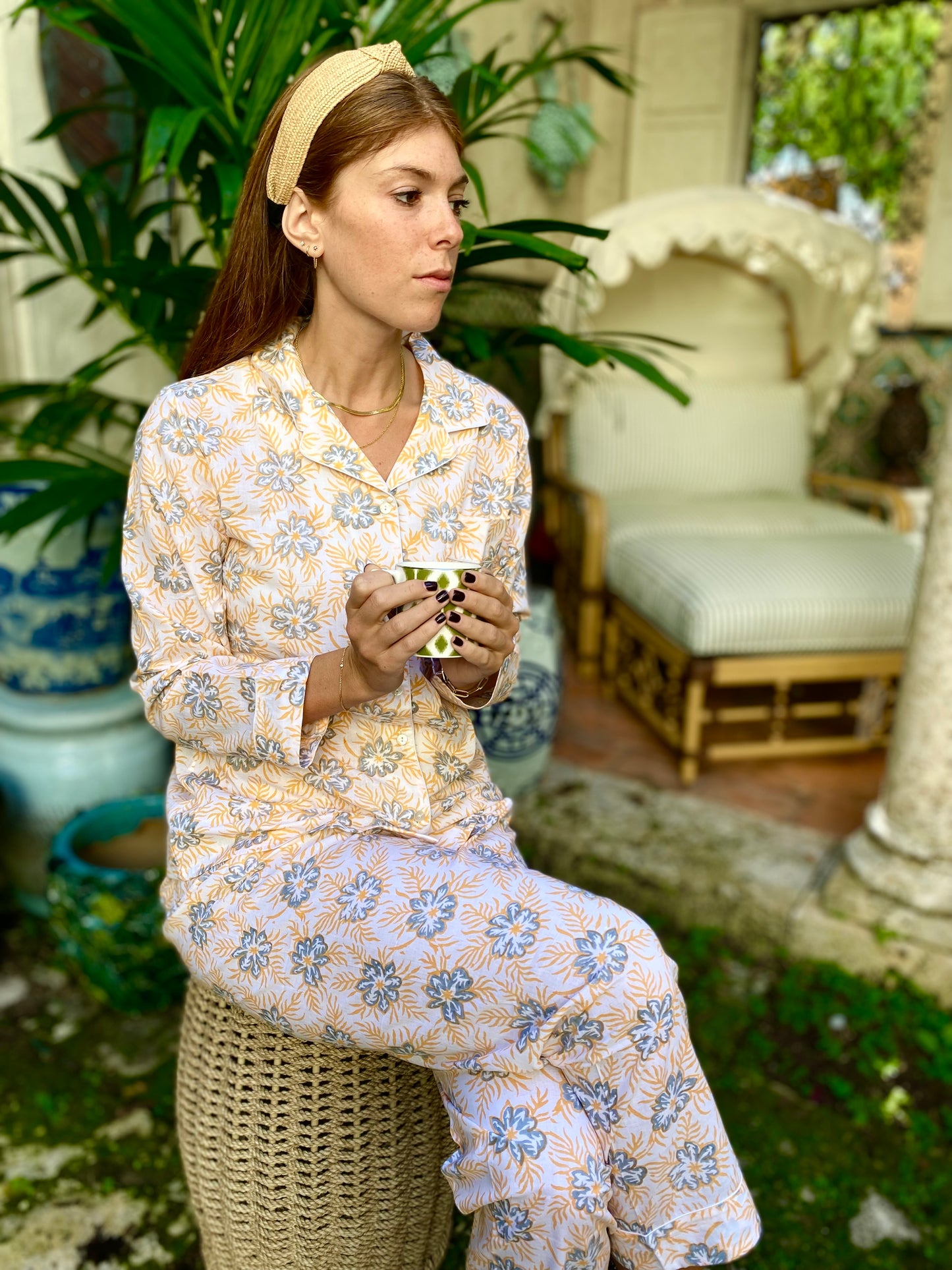 Orange Floral Palm Beach Pajamas - The Kemble Shop