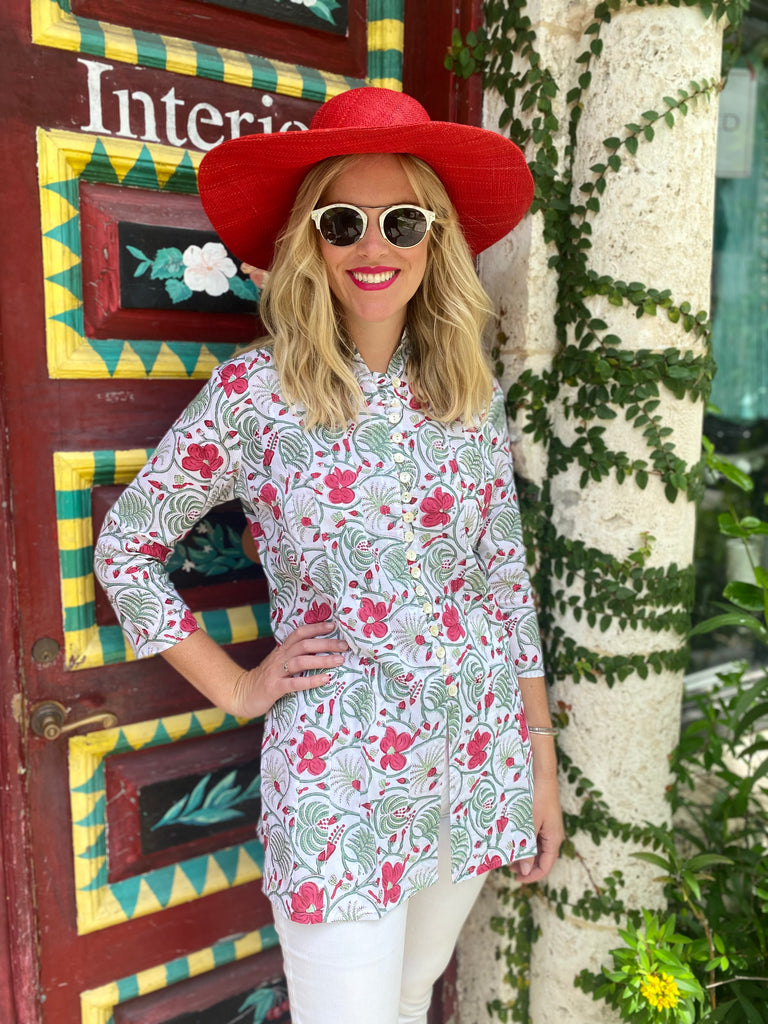 Red Floral Fern Palm Beach Tunic - The Kemble Shop