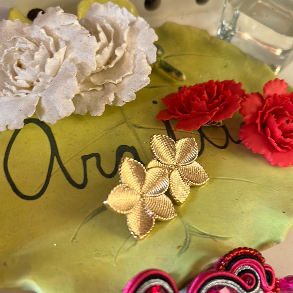Textured Gold Floral Earrings - The Kemble Shop