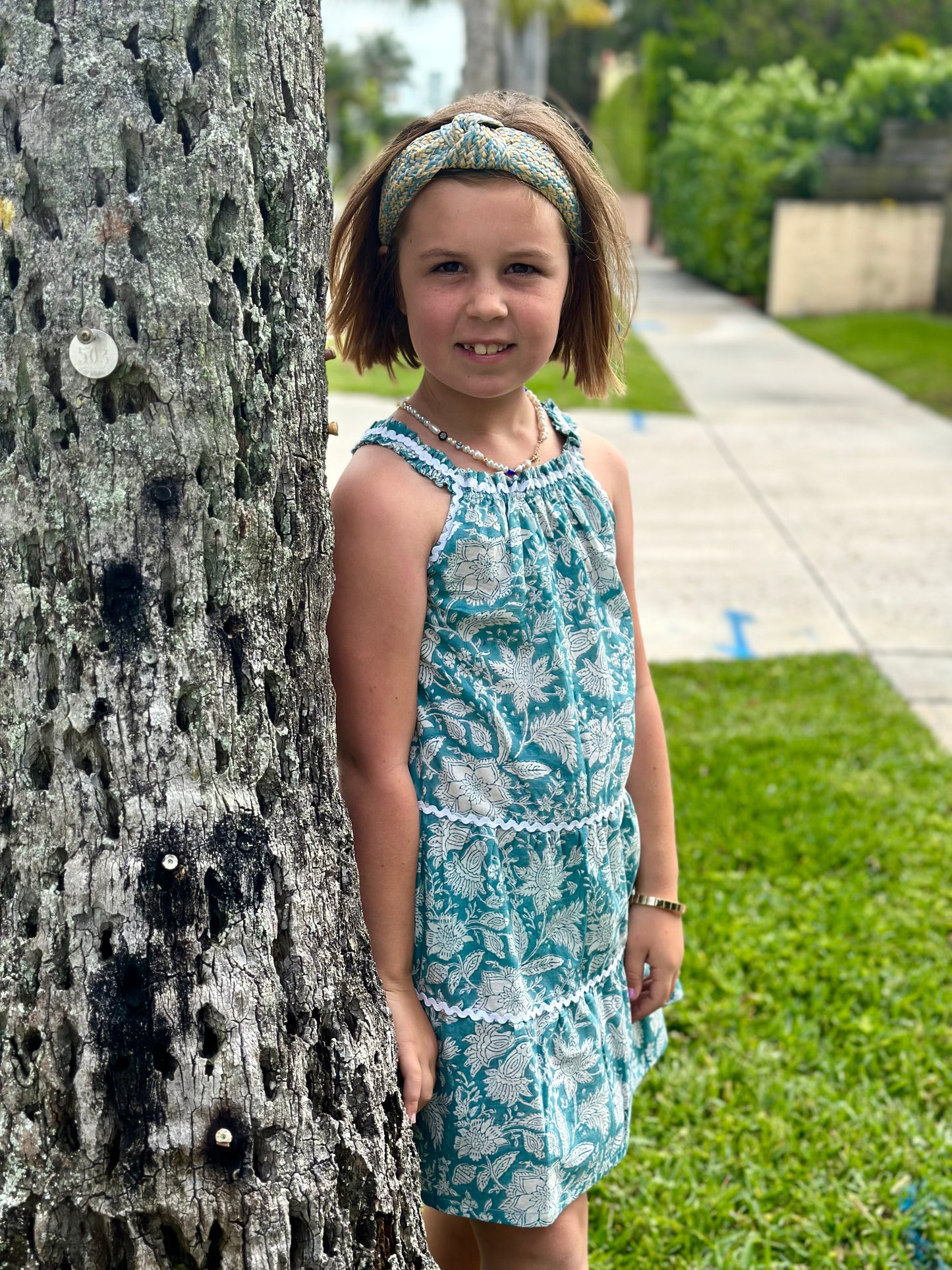 Daisy Turquoise Girls Ric Rac Sundress - The Kemble Shop