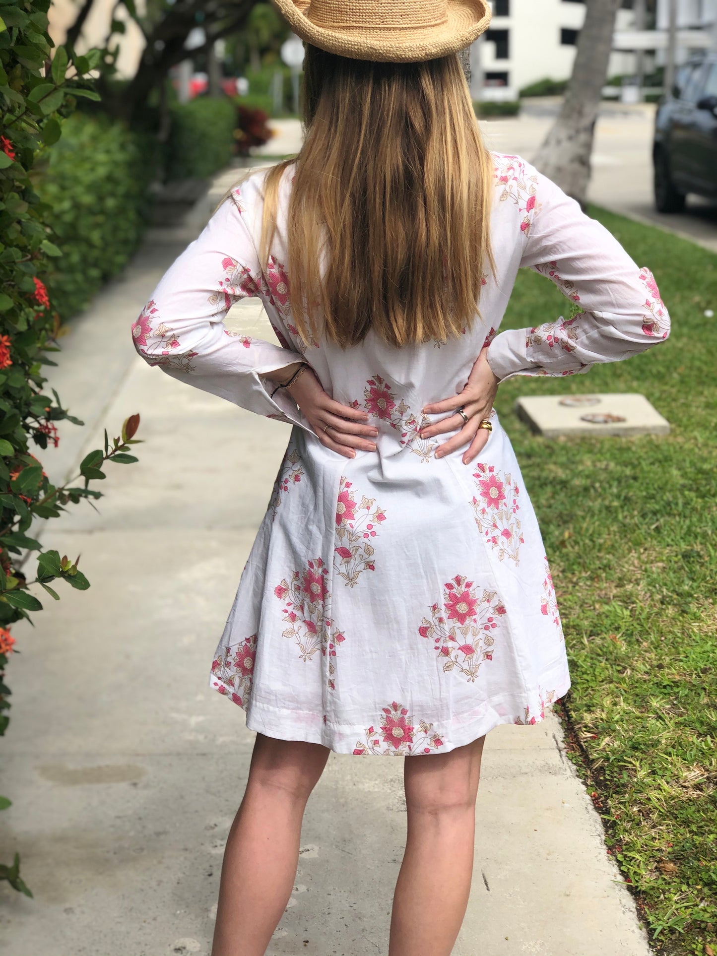 Jamie Coral Dahlia Mini Shirt Dress - The Kemble Shop