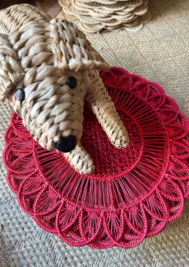 Red Woven Rattan Placemat - The Kemble Shop