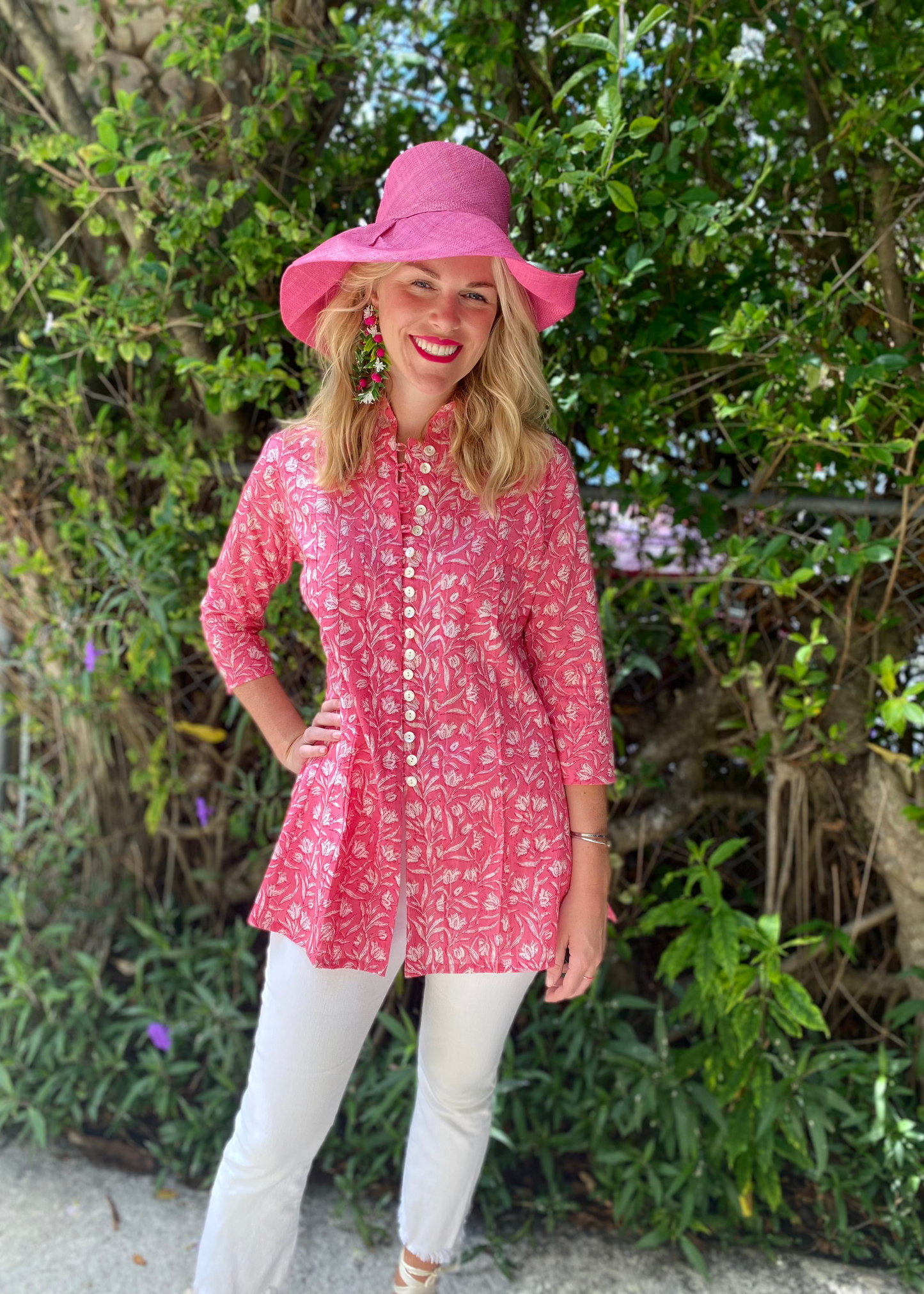 Bright Pink Floral Palm Beach Tunic - The Kemble Shop