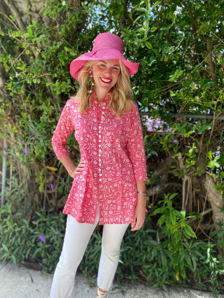 Bright Pink Floral Palm Beach Tunic - The Kemble Shop