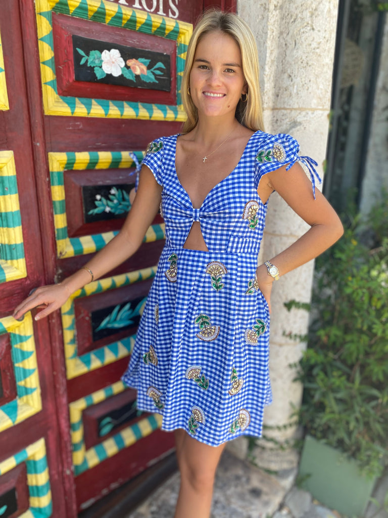 Gingham Short Dress Blue- Bitsy Stoneking - The Kemble Shop