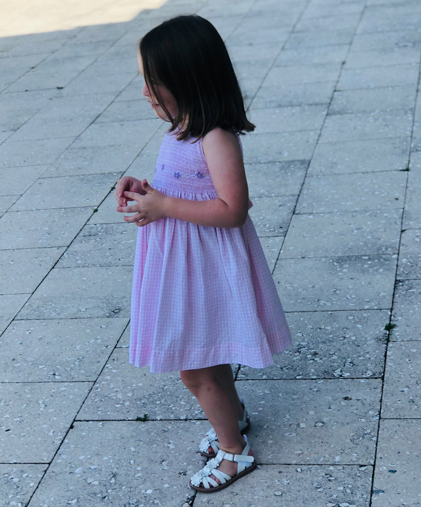 Girls Pink Smocked Floral Dress - The Kemble Shop