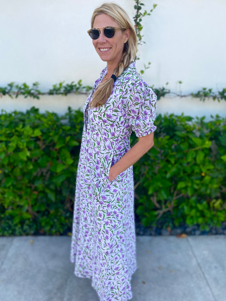 Lauren Long Lilac Lotus Shirt Dress - The Kemble Shop