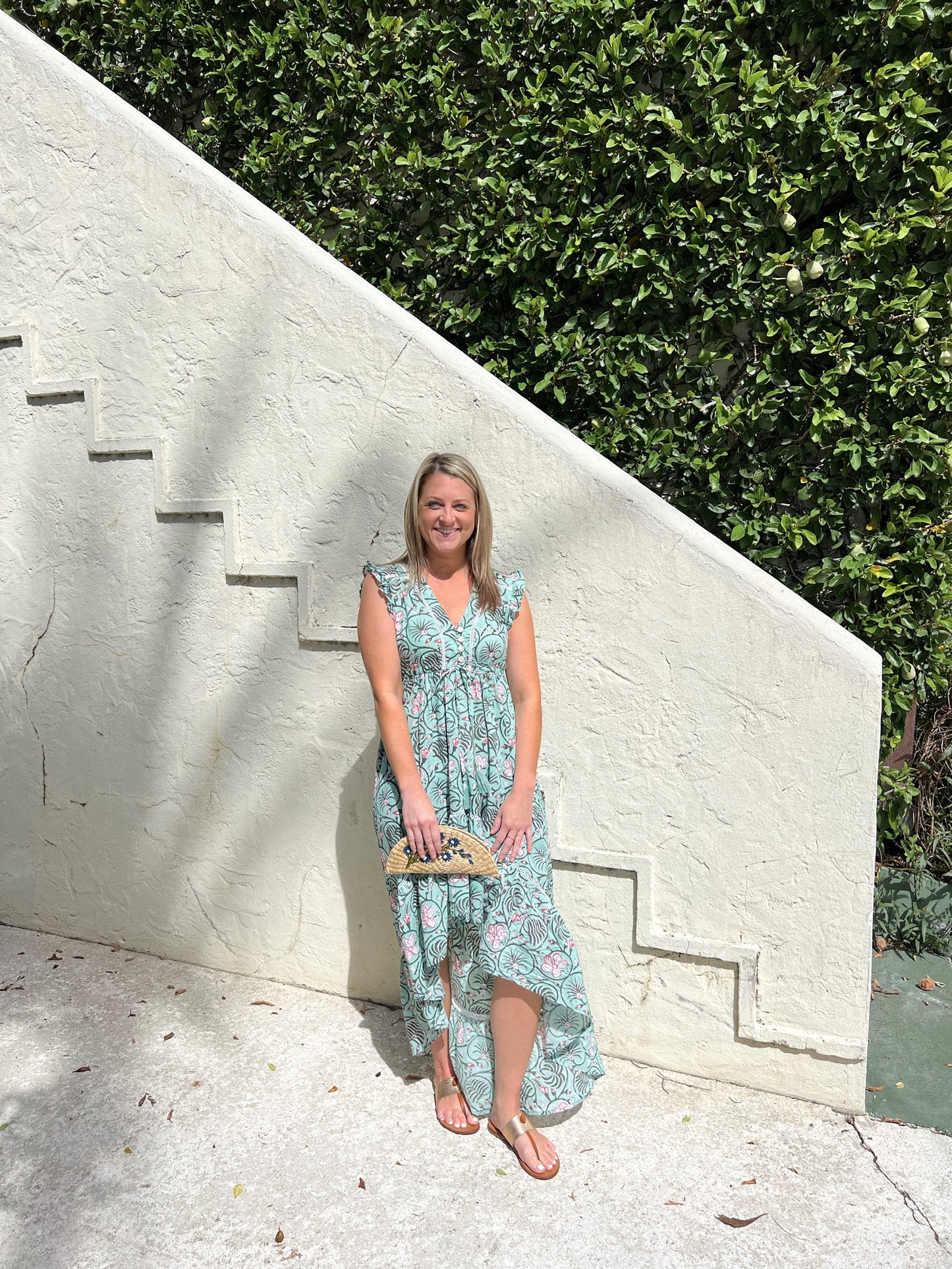 Turquoise Patterned Floral Emma Dress - The Kemble Shop