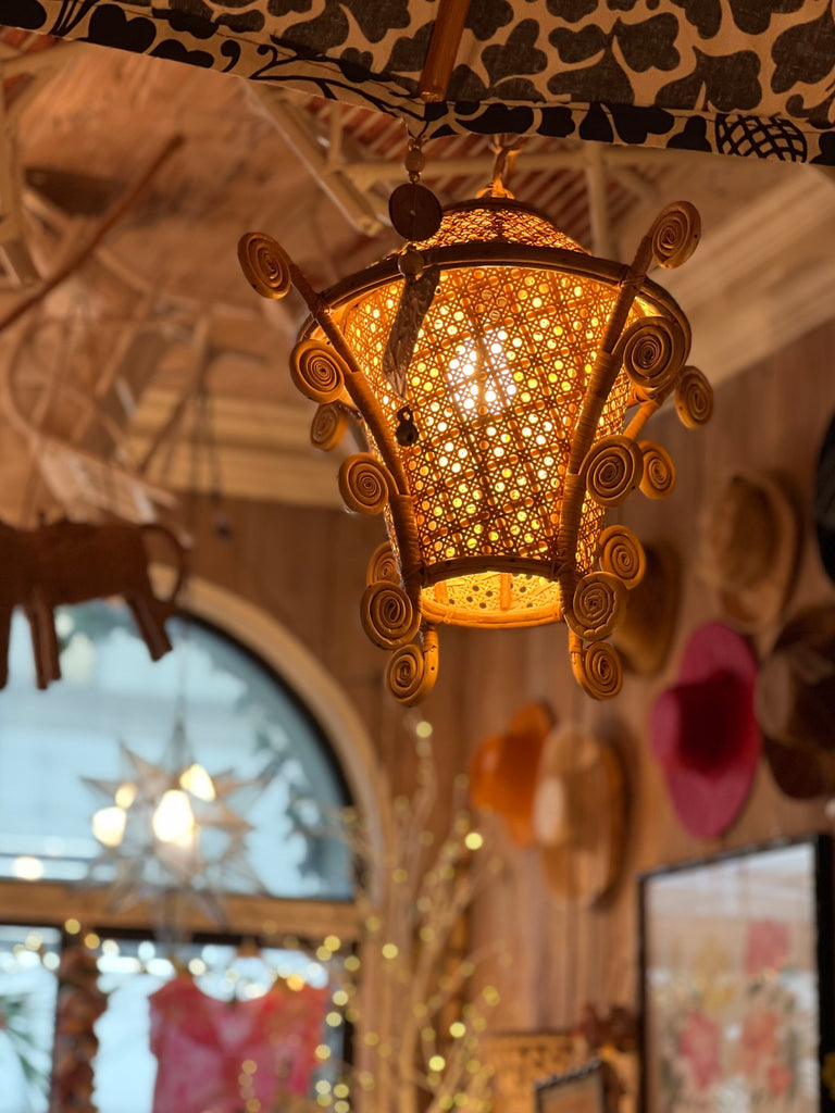 Rattan and Cane Hanging Pendant - The Kemble Shop