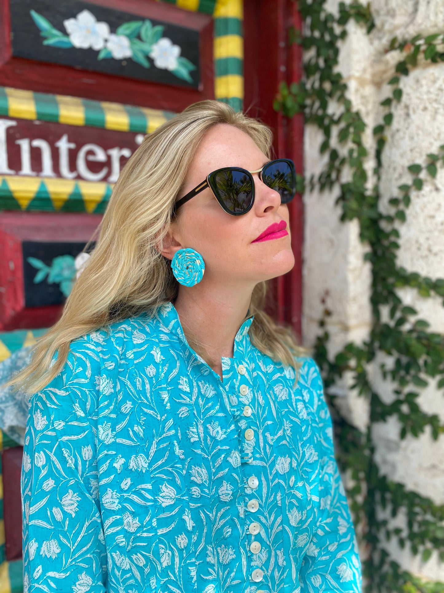 Bright Blue Floral Palm Beach Tunic - The Kemble Shop