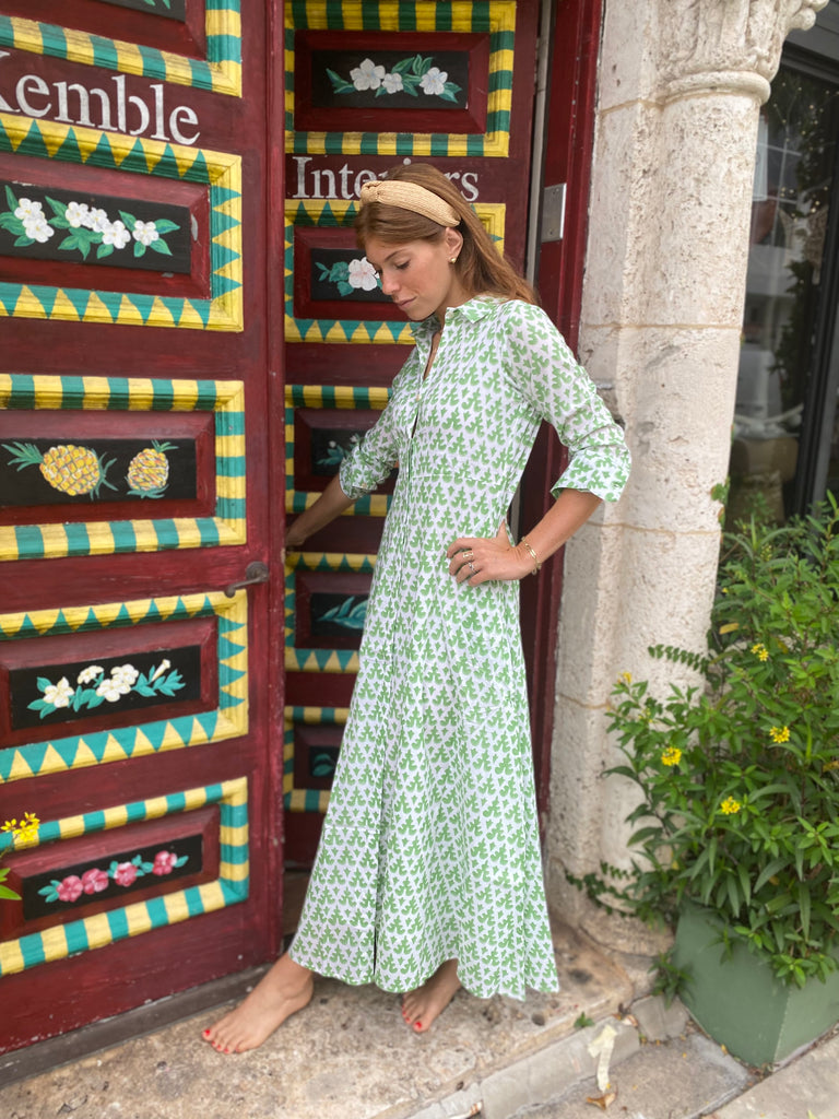 Mimi Long Sleeve Long Celadon Shirt Dress - The Kemble Shop