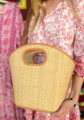 Rattan Woven Bucket Bag - Natural & Beige - The Kemble Shop