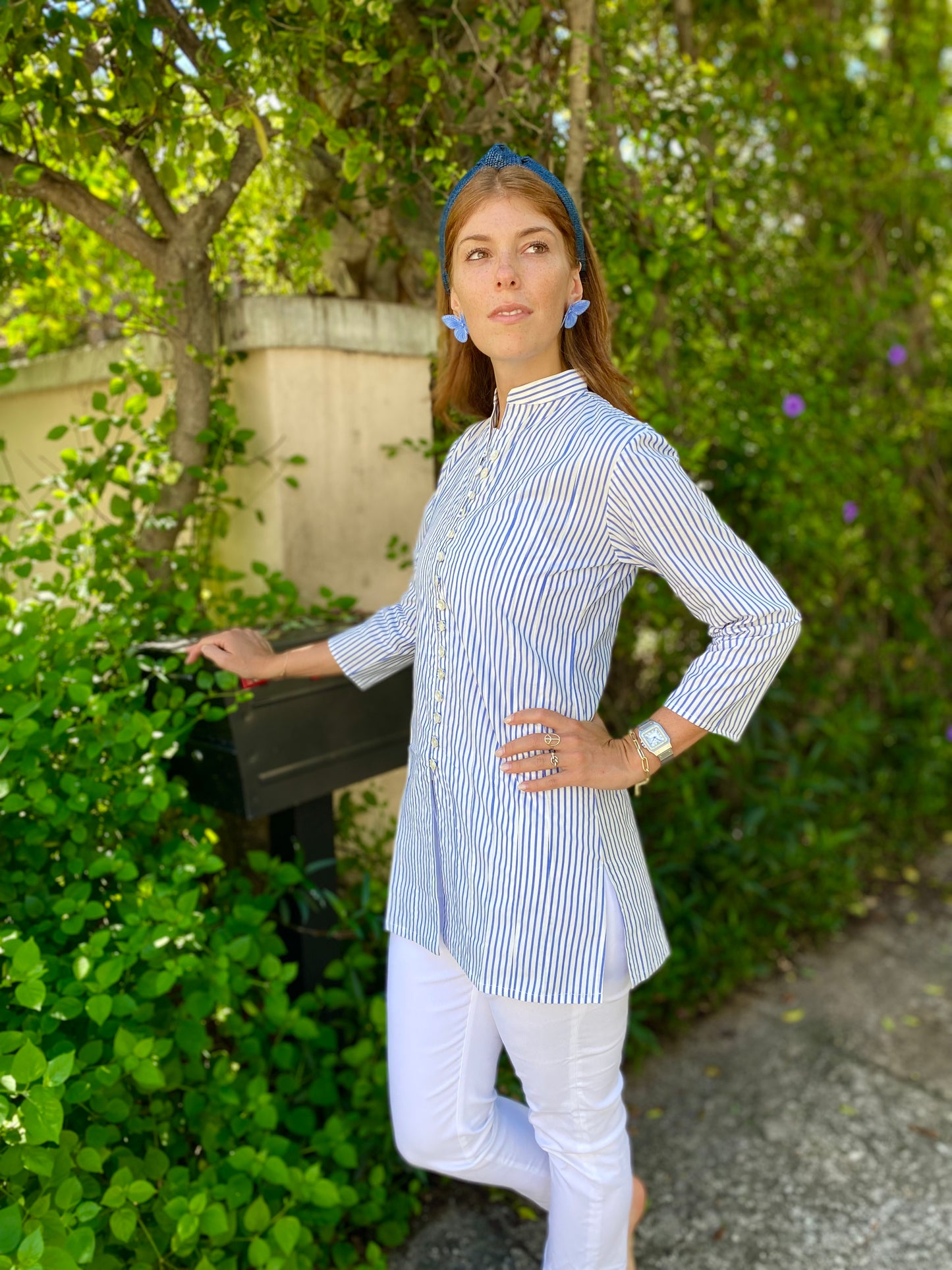 Blue Striped Palm Beach Tunic - The Kemble Shop