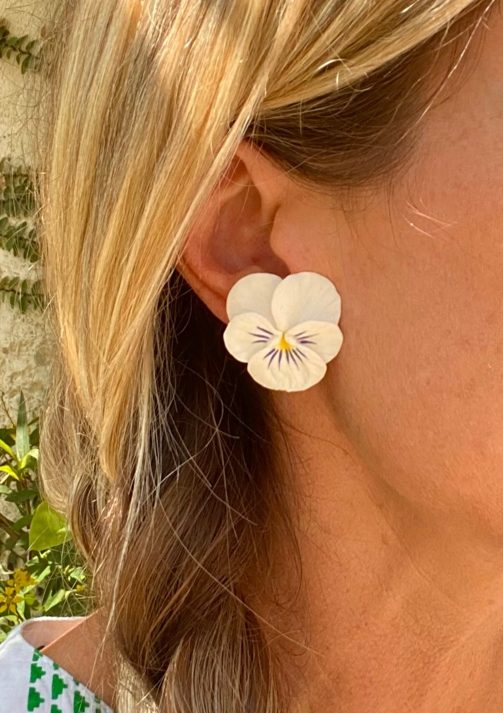 Medium White Rain Pansy Earring - The Kemble Shop