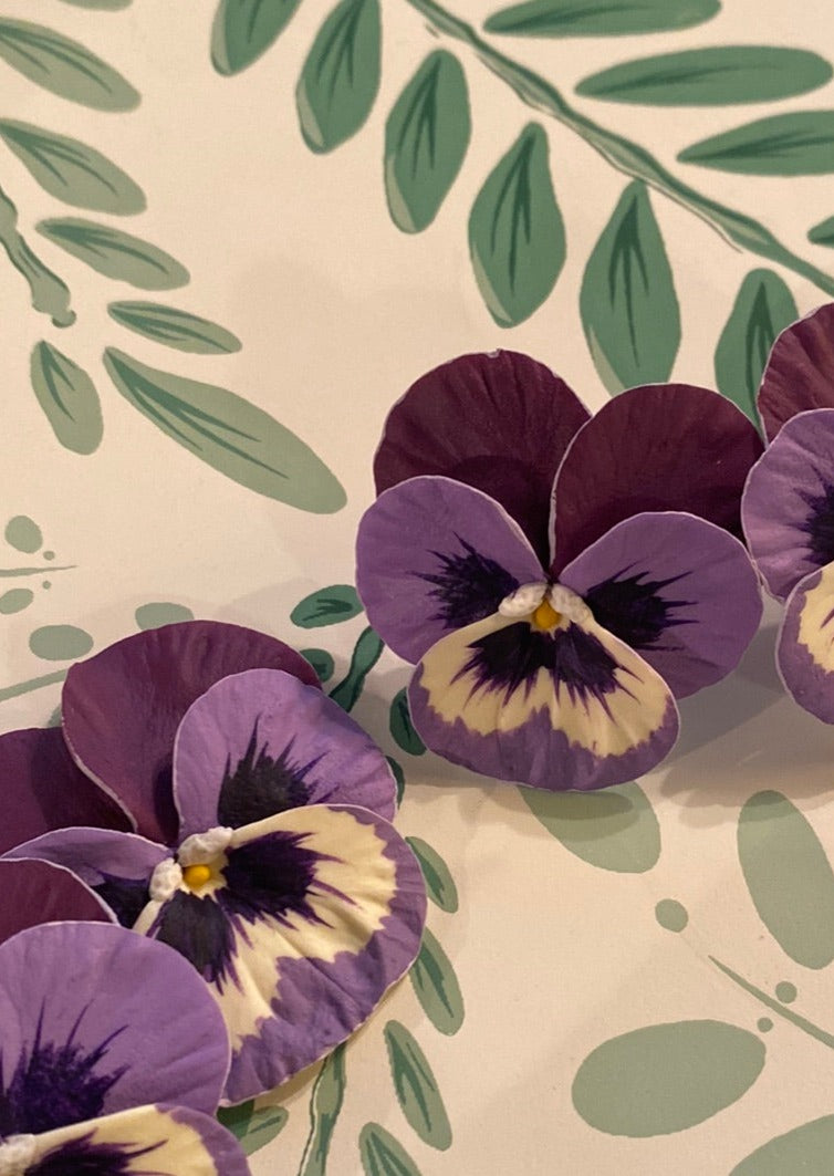 Medium Lavender Garden Pansy Earring - The Kemble Shop
