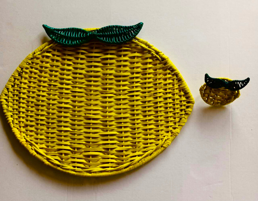 Rattan Lemon Placemats and Napkin Holders - The Kemble Shop