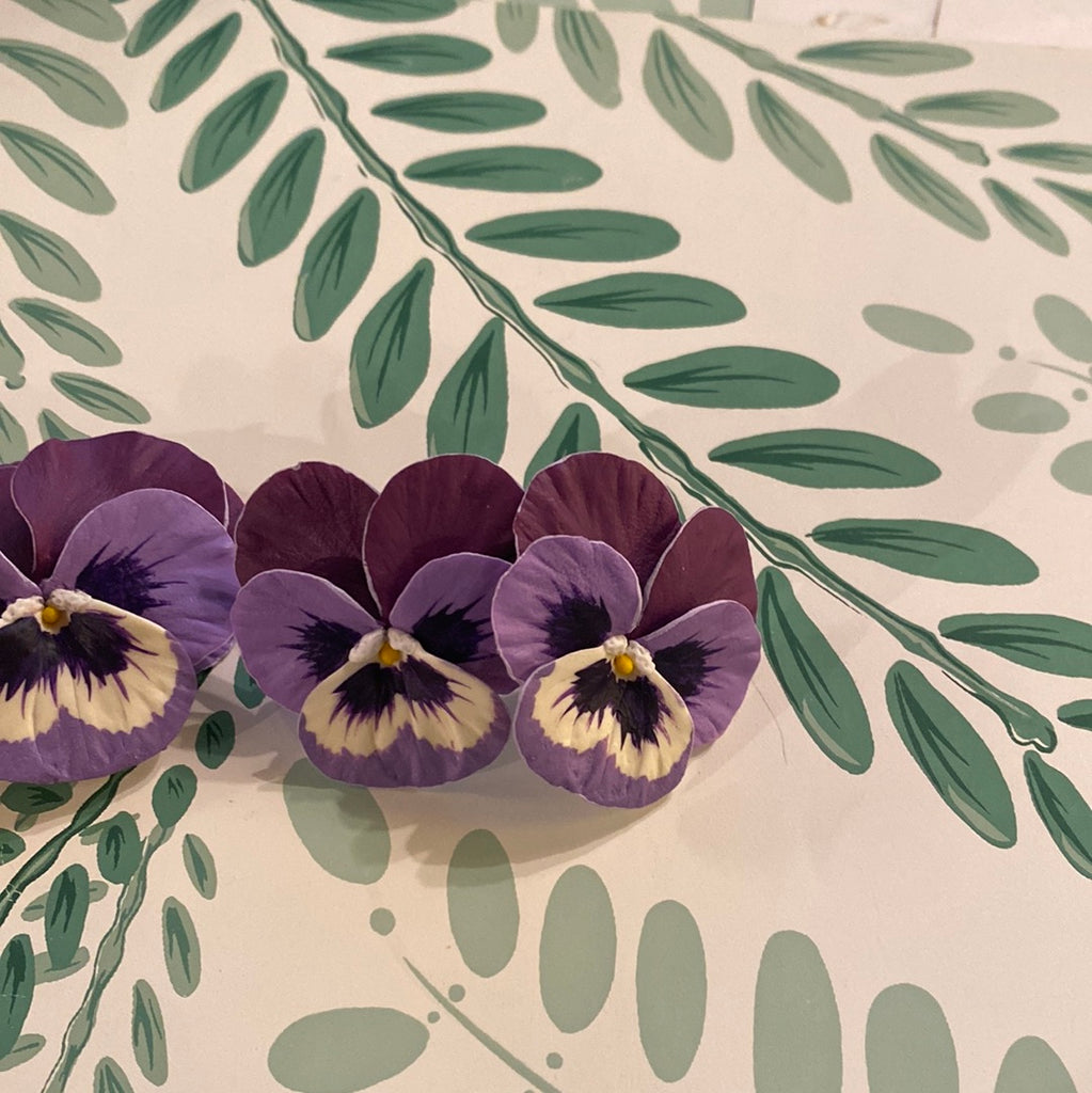 Medium Lavender Garden Pansy Earring - The Kemble Shop