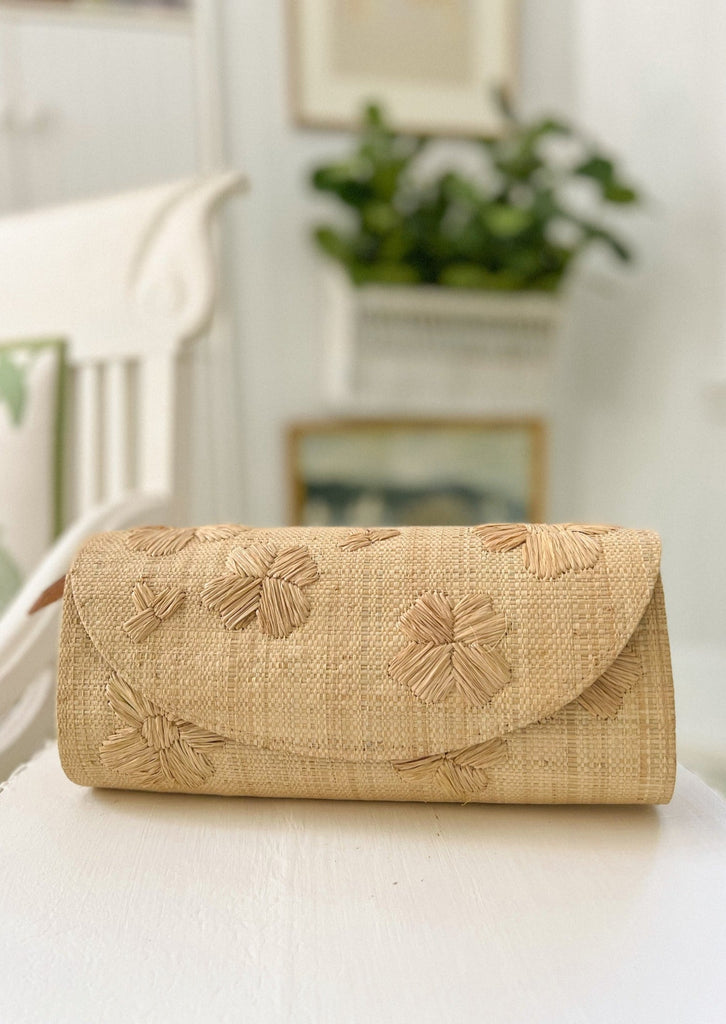 Embroidered Floral Natural Clutch - The Kemble Shop