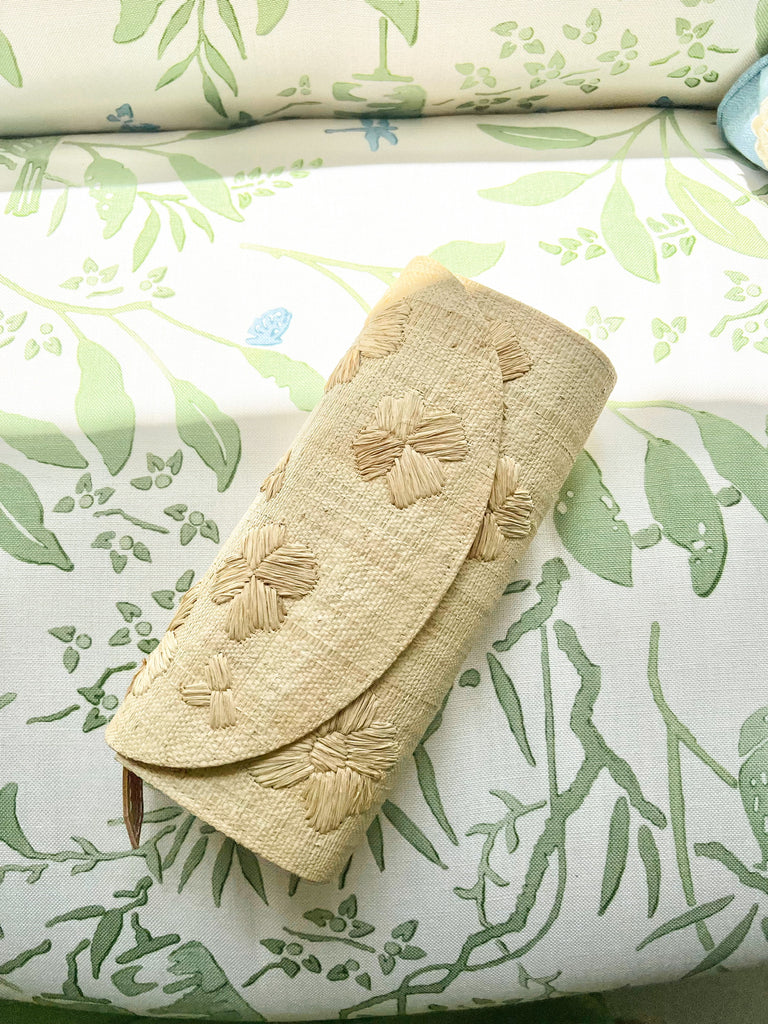 Embroidered Floral Natural Clutch - The Kemble Shop