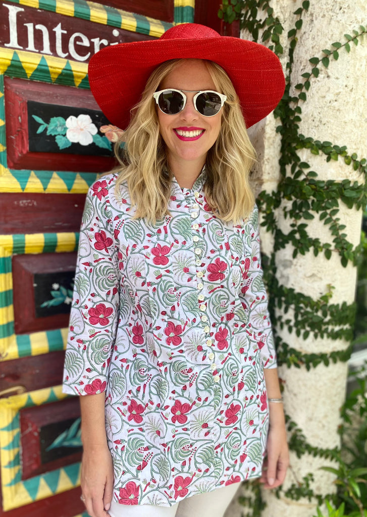 Red Floral Fern Palm Beach Tunic - The Kemble Shop
