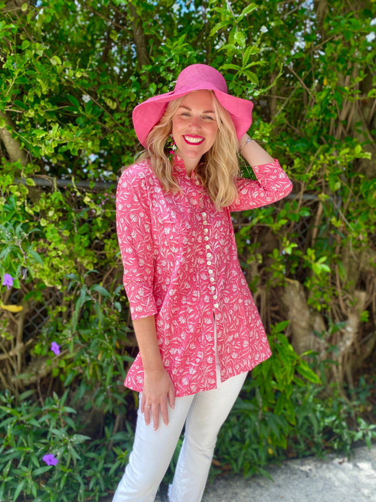 Bright Pink Floral Palm Beach Tunic - The Kemble Shop
