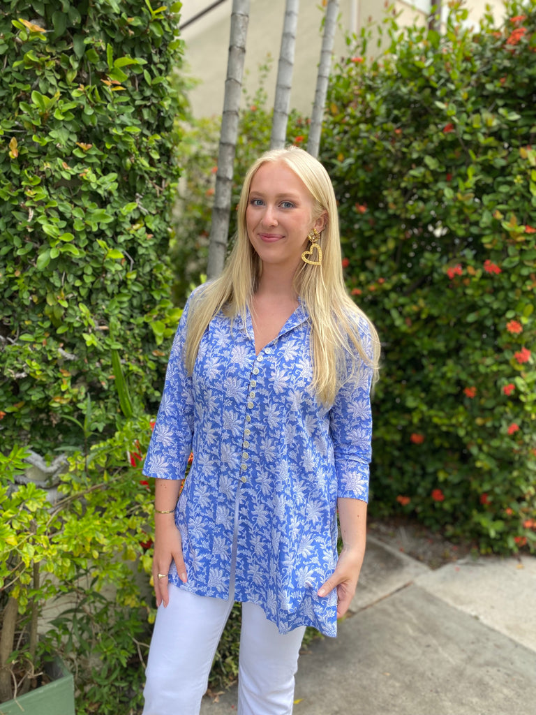 Blue and White Palm Beach Tunic - The Kemble Shop